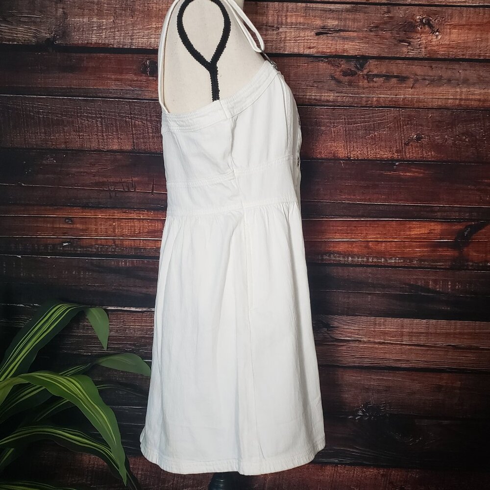 NWT American Eagle Outfitters Large White Denim Overall Dress Button Up Pockets - Picture 2 of 10